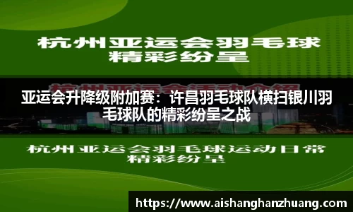亚运会升降级附加赛：许昌羽毛球队横扫银川羽毛球队的精彩纷呈之战
