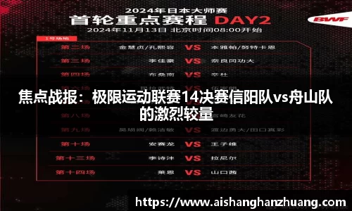 焦点战报：极限运动联赛14决赛信阳队vs舟山队的激烈较量